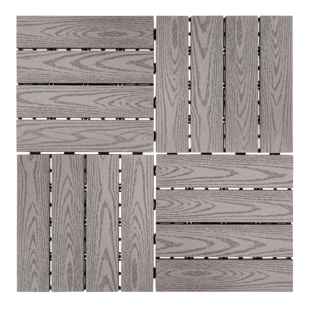 Pavimentazione per esterni grigio piastrelle in composito WPC a incastro resistente