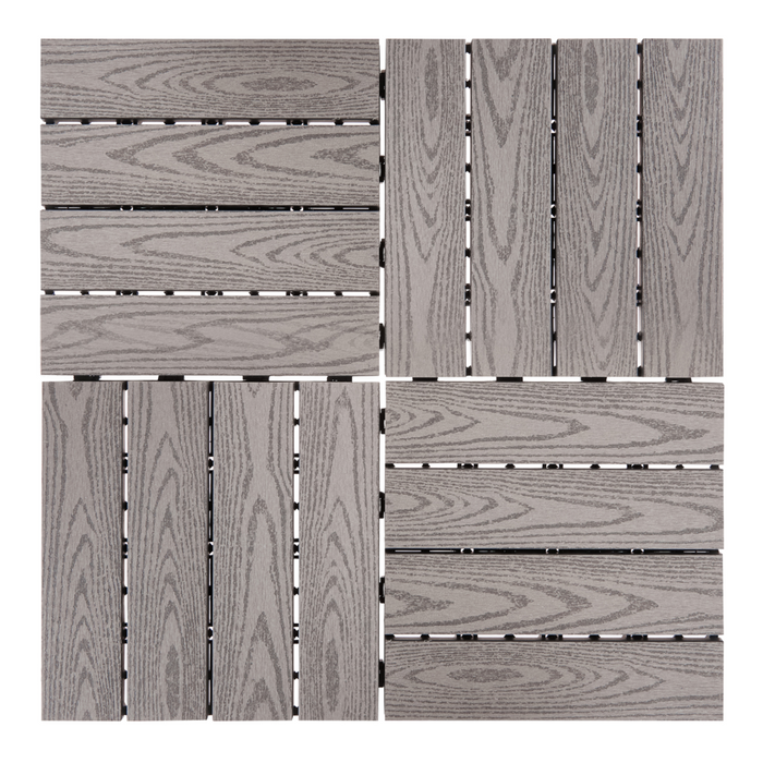 Pavimentazione per esterni grigio piastrelle in composito WPC a incastro resistente