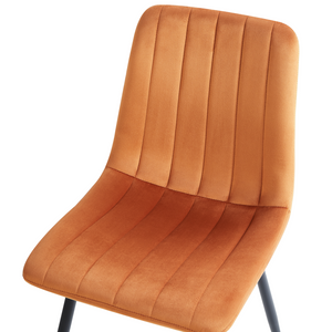 Set di 4 sedie da pranzo in velluto arancione Gambe in ferro stile moderno