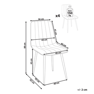 Set di 4 sedie da pranzo in velluto arancione Gambe in ferro stile moderno