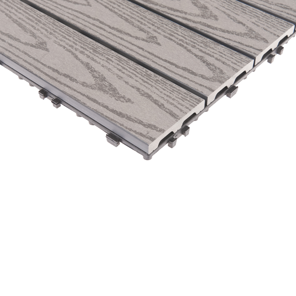 Pavimentazione per esterni grigio piastrelle in composito WPC a incastro resistente
