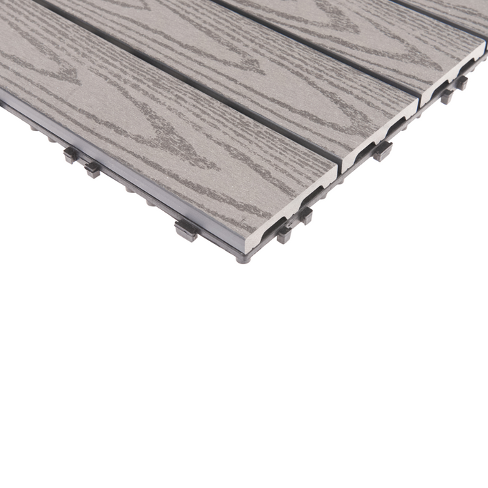 Pavimentazione per esterni grigio piastrelle in composito WPC a incastro resistente