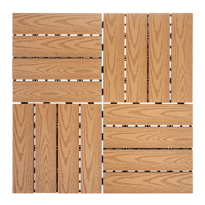 Pavimentazione per esterni marrone chiaro piastrelle in composito WPC a incastro resistente