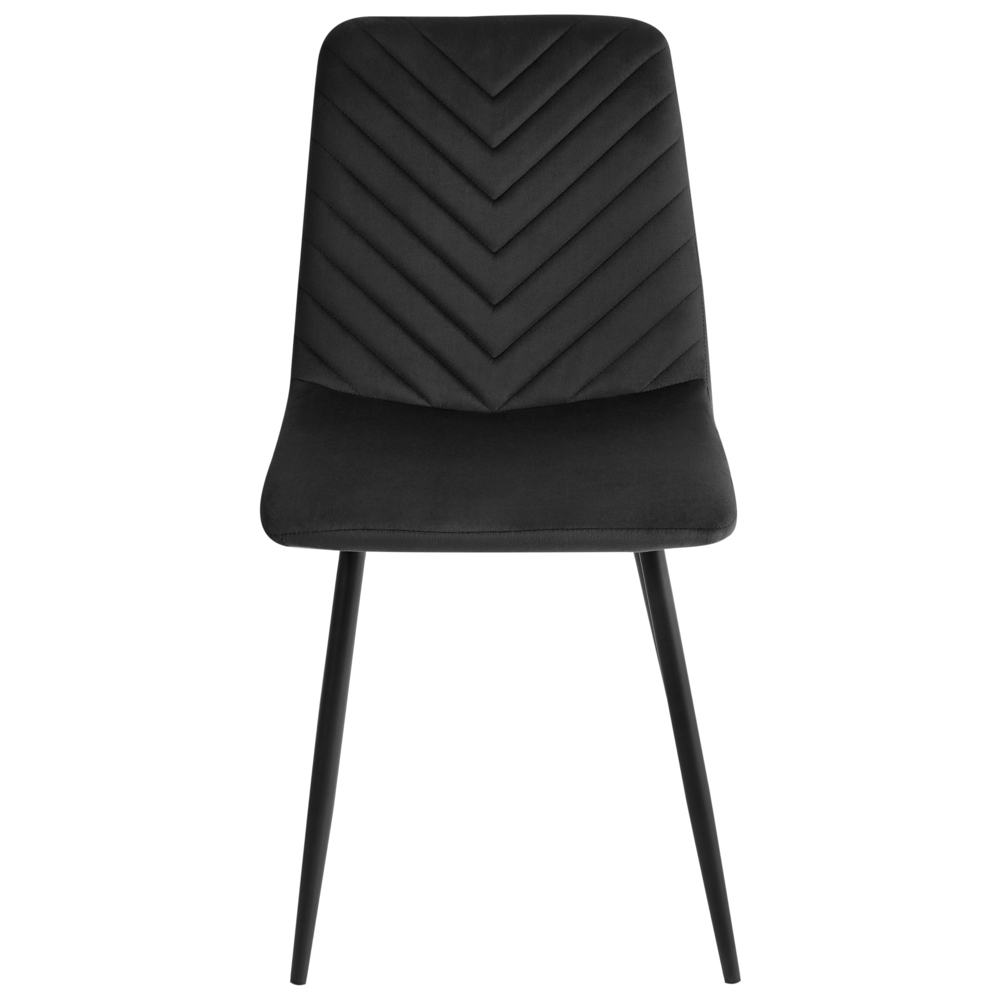Set di 4 sedie da pranzo in velluto per la sala da pranzo gambe in ferro nero stile elegante