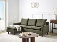 Divano componibile angolare in tessuto verde scuro lato destro Cuscino schienale stile moderno