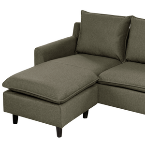 Divano componibile angolare in tessuto verde scuro lato destro Cuscino schienale stile moderno