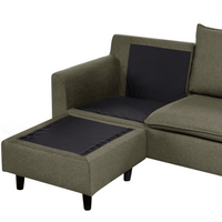 Divano componibile angolare in tessuto verde scuro lato destro Cuscino schienale stile moderno