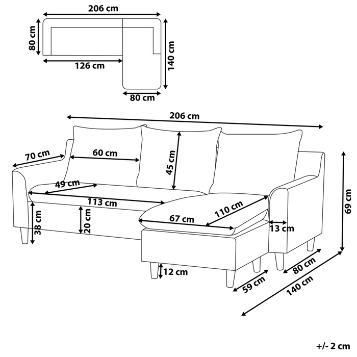 Divano componibile angolare in tessuto verde scuro lato sinistro Cuscino schienale stile moderno