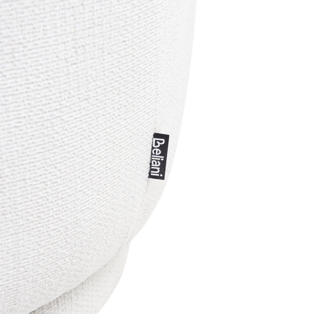 Poltrona Bianco Sporco Poliestere Cuscino Girevole Sfoderabile Schienale Rotondo Stile Retro Glam Soggiorno