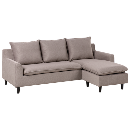 Divano componibile angolare in tessuto tortora lato sinistro Cuscino schienale stile moderno