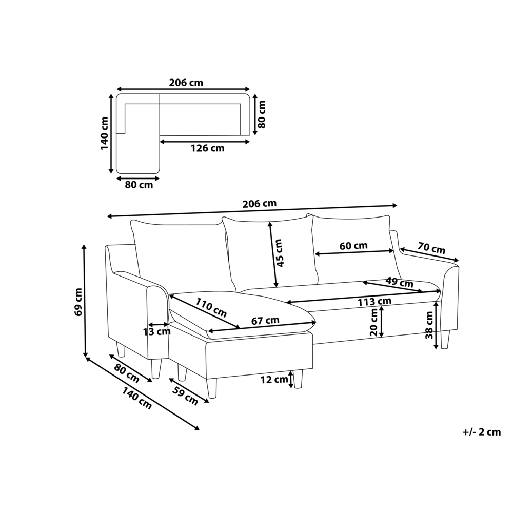 Divano componibile angolare in tessuto tortora lato destro Cuscino schienale stile moderno