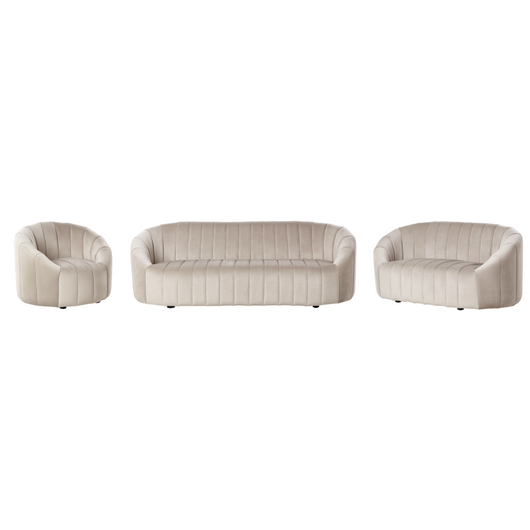 Set da salotto 6 posti in velluto con sedili imbottiti beige Soggiorno contemporaneo Design retrò Seduta imbottita