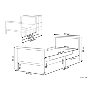 Letto per bambini allungabile in legno di pino chiaro UE misura singola 3ft 90 x130/160/200 cm con rete a doghe per la cameretta