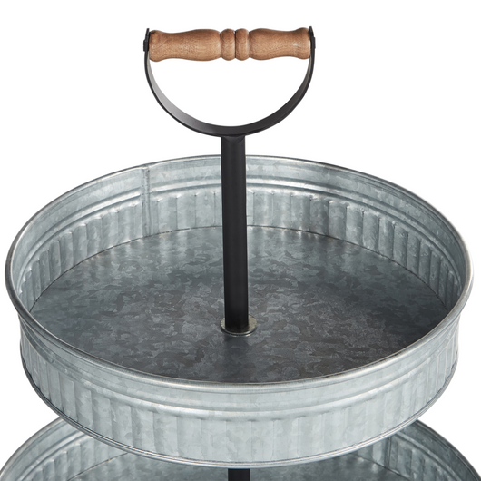 Alzata per torte a 2 livelli in marmo e acciaio inossidabile intagliato Bianco e oro supporto per dolci