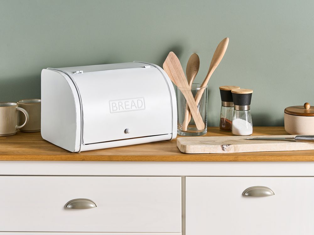 Cestino per pane bianca in metallo 39 x 24 x 21 cm decorativa ed elegante con coperchio