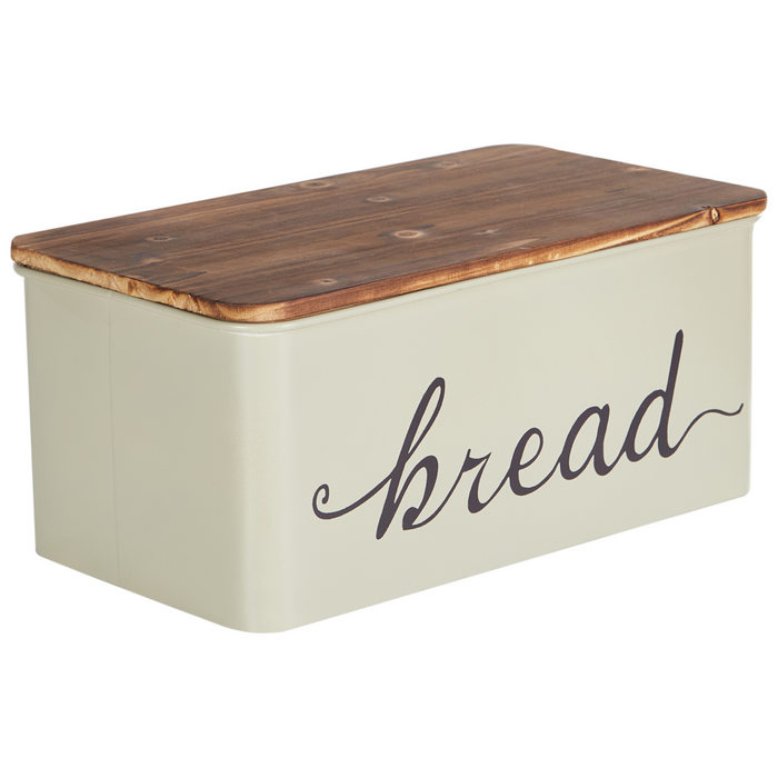 Scatola per pane Beige Bin Iron 30 x 17 x 16 cm Decorativa elegante con coperchio