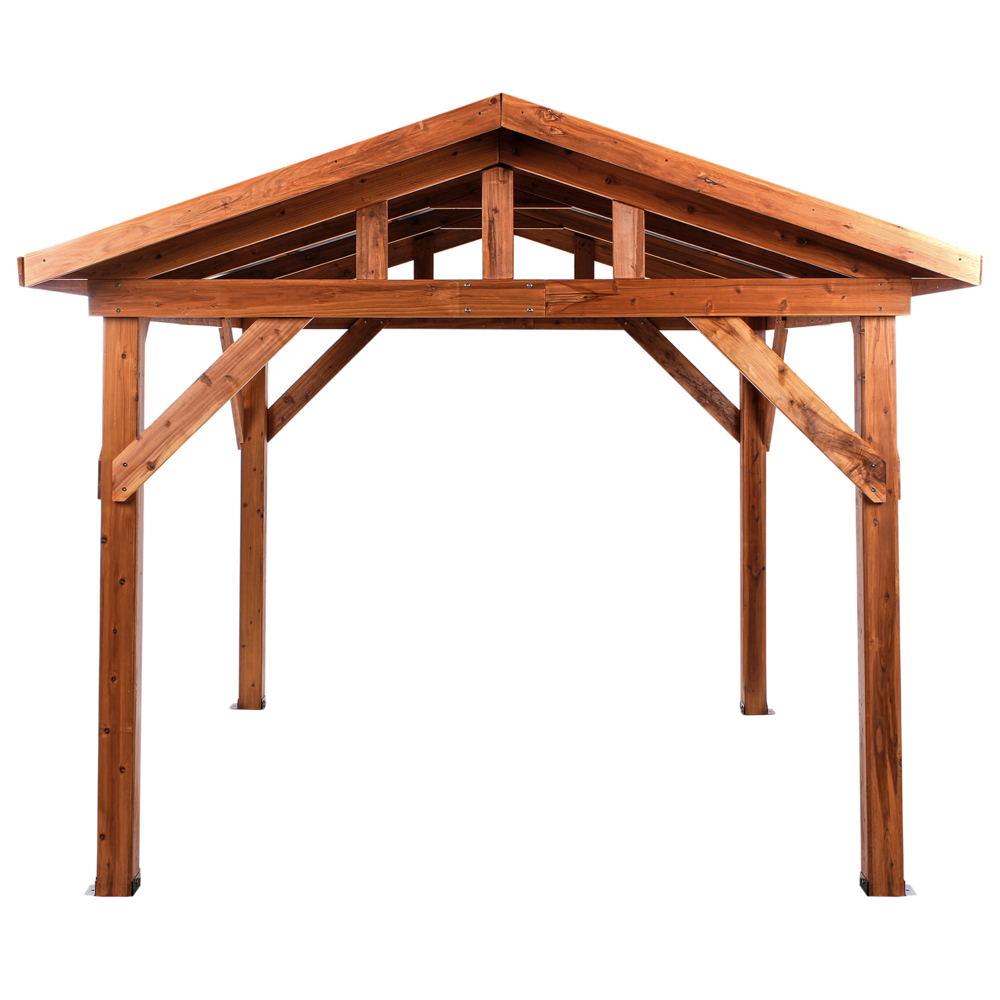 Pergola in legno chiaro tetto in metallo struttura in legno 296 x 350 cm Padiglione da giardino moderno industriale