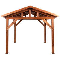 Pergola in legno chiaro tetto in metallo struttura in legno 296 x 350 cm Padiglione da giardino moderno industriale