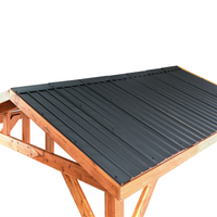 Pergola in legno chiaro tetto in metallo struttura in legno 296 x 350 cm Padiglione da giardino moderno industriale