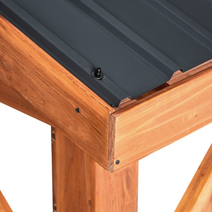 Pergola in legno chiaro tetto in metallo struttura in legno 296 x 350 cm Padiglione da giardino moderno industriale