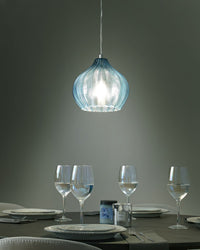 Lampada a sospensione con paralume in vetro blu Illuminazione retrò Luce a sospensione