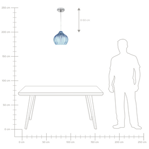 Lampada a sospensione con paralume in vetro blu Illuminazione retrò Luce a sospensione
