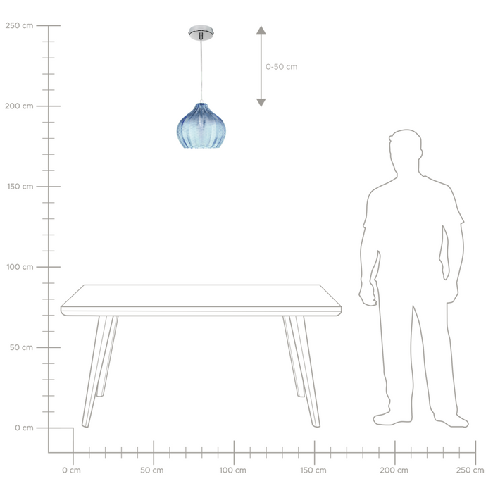 Lampada a sospensione con paralume in vetro blu Illuminazione retrò Luce a sospensione