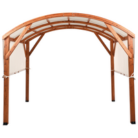 Pergola in legno bianco sporco Tetto in tessuto Telaio in legno 303 x 300 cm Padiglione da giardino moderno industriale