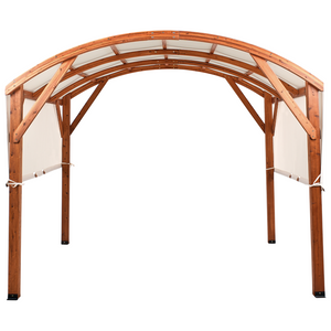 Pergola in legno bianco sporco Tetto in tessuto Telaio in legno 303 x 300 cm Padiglione da giardino moderno industriale