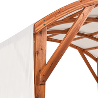 Pergola in legno bianco sporco Tetto in tessuto Telaio in legno 303 x 300 cm Padiglione da giardino moderno industriale