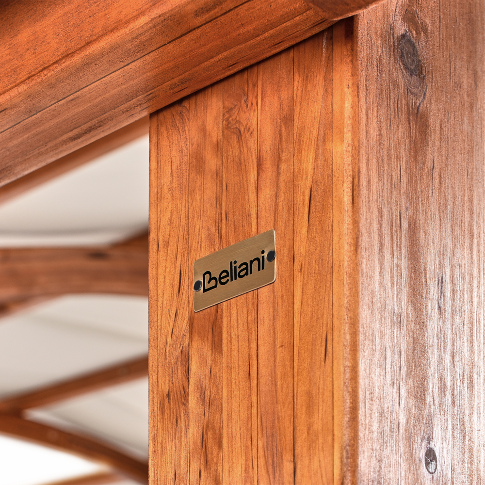 Pergola in legno bianco sporco Tetto in tessuto Telaio in legno 303 x 300 cm Padiglione da giardino moderno industriale