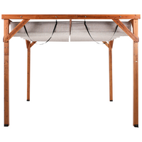 Pergola Beige Tessuto Costruzione in legno di abete 320 x 380 cm Tessuto Ombra pieghevole Struttura in legno Padiglione da giardino