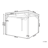 Pergola Beige Tessuto Costruzione in legno di abete 320 x 380 cm Tessuto Ombra pieghevole Struttura in legno Padiglione da giardino