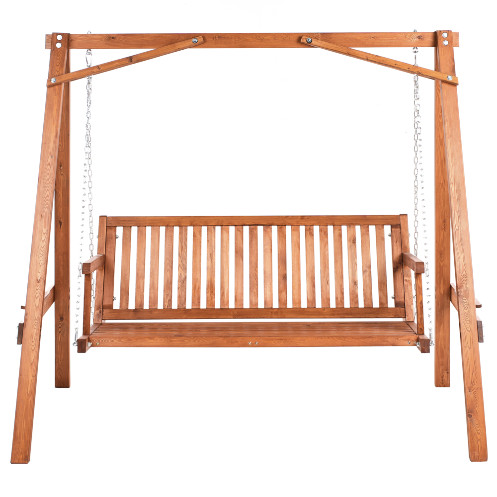 Dondolo da giardino marrone in legno di larice per patio in stile rustico indipendente