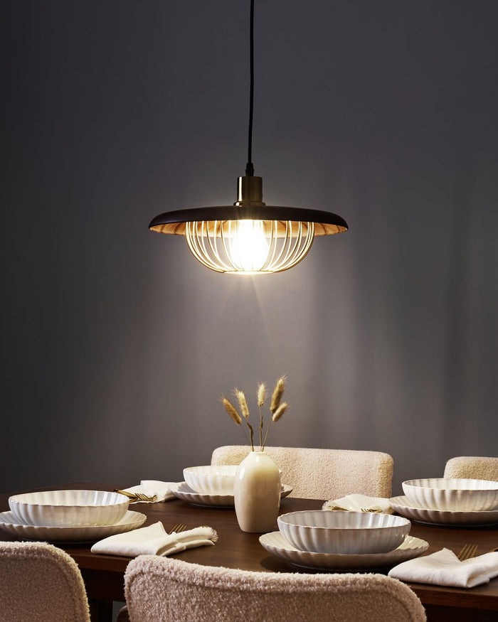 Lampada a sospensione oro marrone ferro retrò industriale soffitto appeso Luce soggiorno sala da pranzo