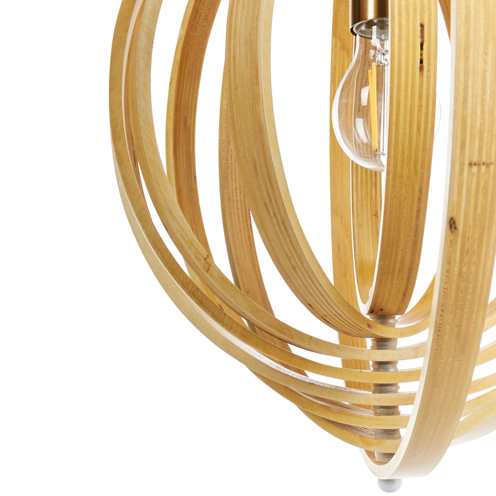 Lampada a sospensione luce legno di pioppo chiaro rotondo paralume regolabile appeso lampada da soffitto