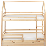 Letto a castello doppio con contenitore in legno di pino marrone chiaro UE dimensioni singole 90 x 200 cm Bambini Camera da letto per bambini