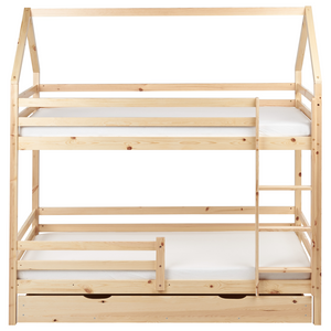 Letto a castello doppio con contenitore in legno di pino marrone chiaro UE dimensioni singole 90 x 200 cm Bambini Camera da letto per bambini