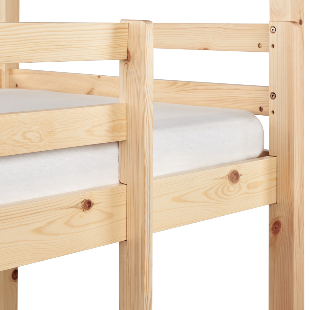 Letto a castello doppio con contenitore in legno di pino marrone chiaro UE dimensioni singole 90 x 200 cm Bambini Camera da letto per bambini