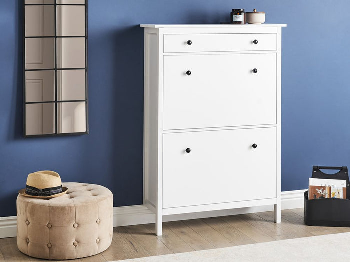 Scarpiera in MDF bianco a 2 scomparti per 10 paia di scarpe design moderno