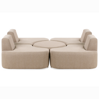 Set di divani da giardino imbottiti moderni a 4 posti con pouf beige moderno resistente raggi UV
