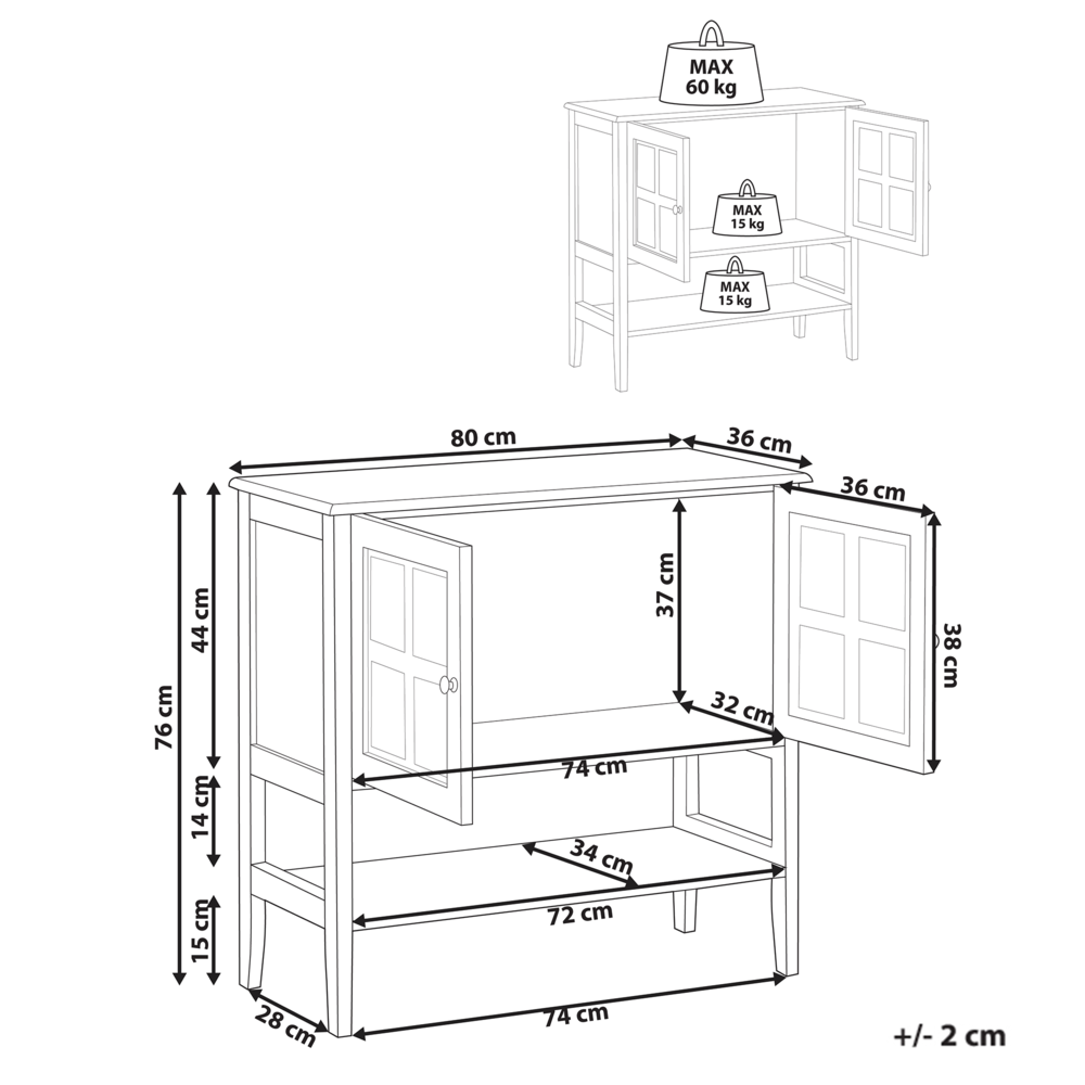 Credenza Bianca 2 Ante Armadio Portaoggetti Mediterraneo Minimalista