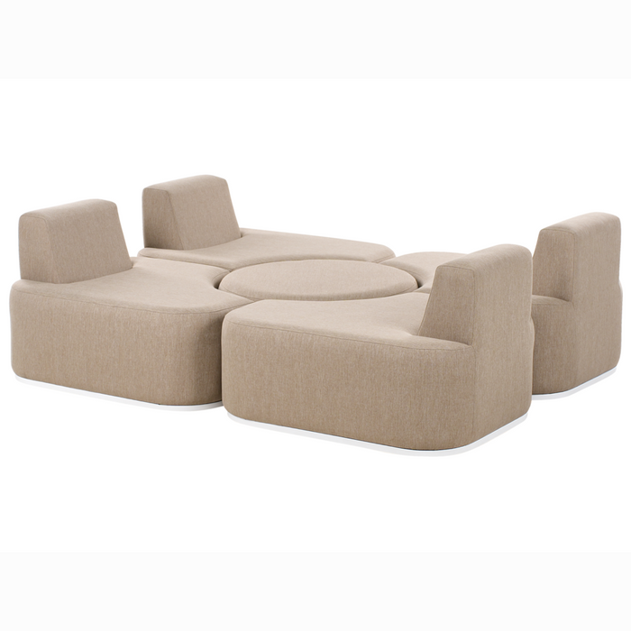 Set di divani da giardino imbottiti moderni a 4 posti con pouf beige moderno resistente raggi UV