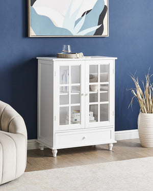 Credenza Bianca 2 Ante Con Cassetto Armadio Portaoggetti MDF Soggiorno