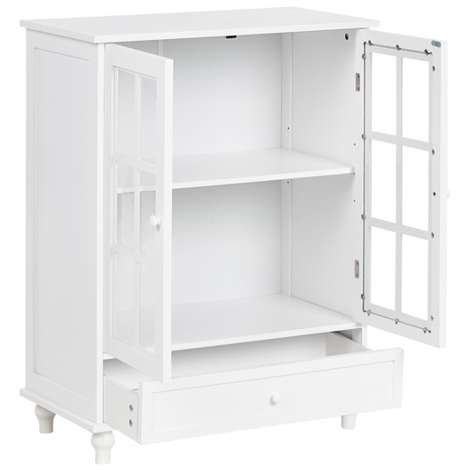 Credenza Bianca 2 Ante Con Cassetto Armadio Portaoggetti MDF Soggiorno