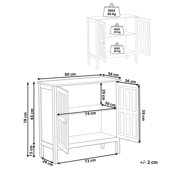 Credenza Bianca 2 Ante Armadio Portaoggetti Mediterraneo Minimalista