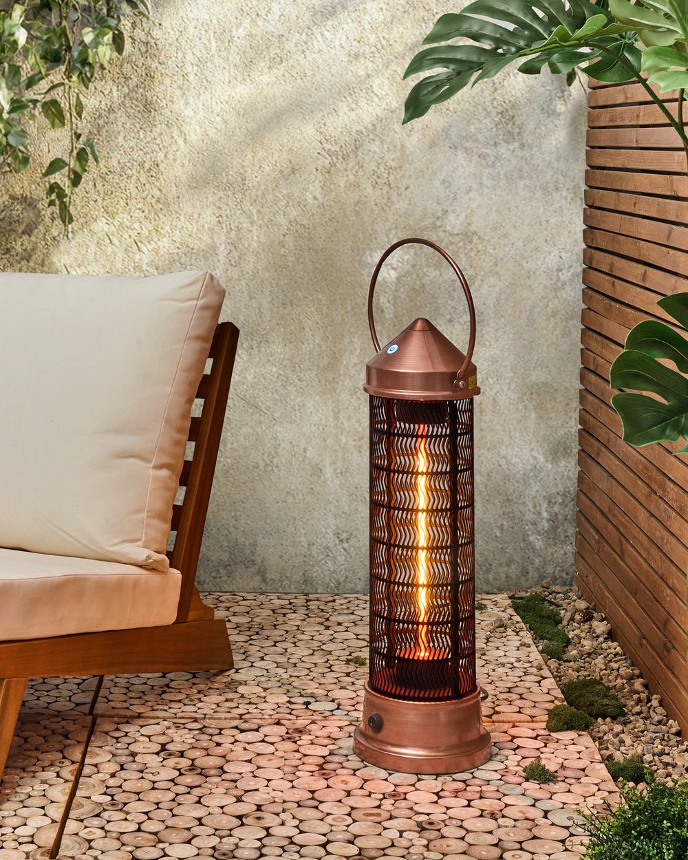 Stufa alogena da patio elettrica autoportante in acciaio Rame Accessori da esterno Patio Giardino