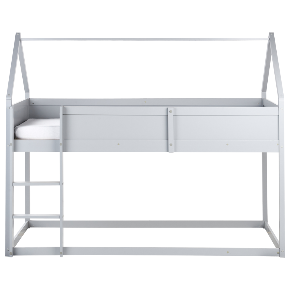 Letto a mezza altezza con rete a doghe 90 x 200 cm Struttura per bambini in legno di pino grigio