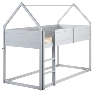 Letto a mezza altezza con rete a doghe 90 x 200 cm Struttura per bambini in legno di pino grigio