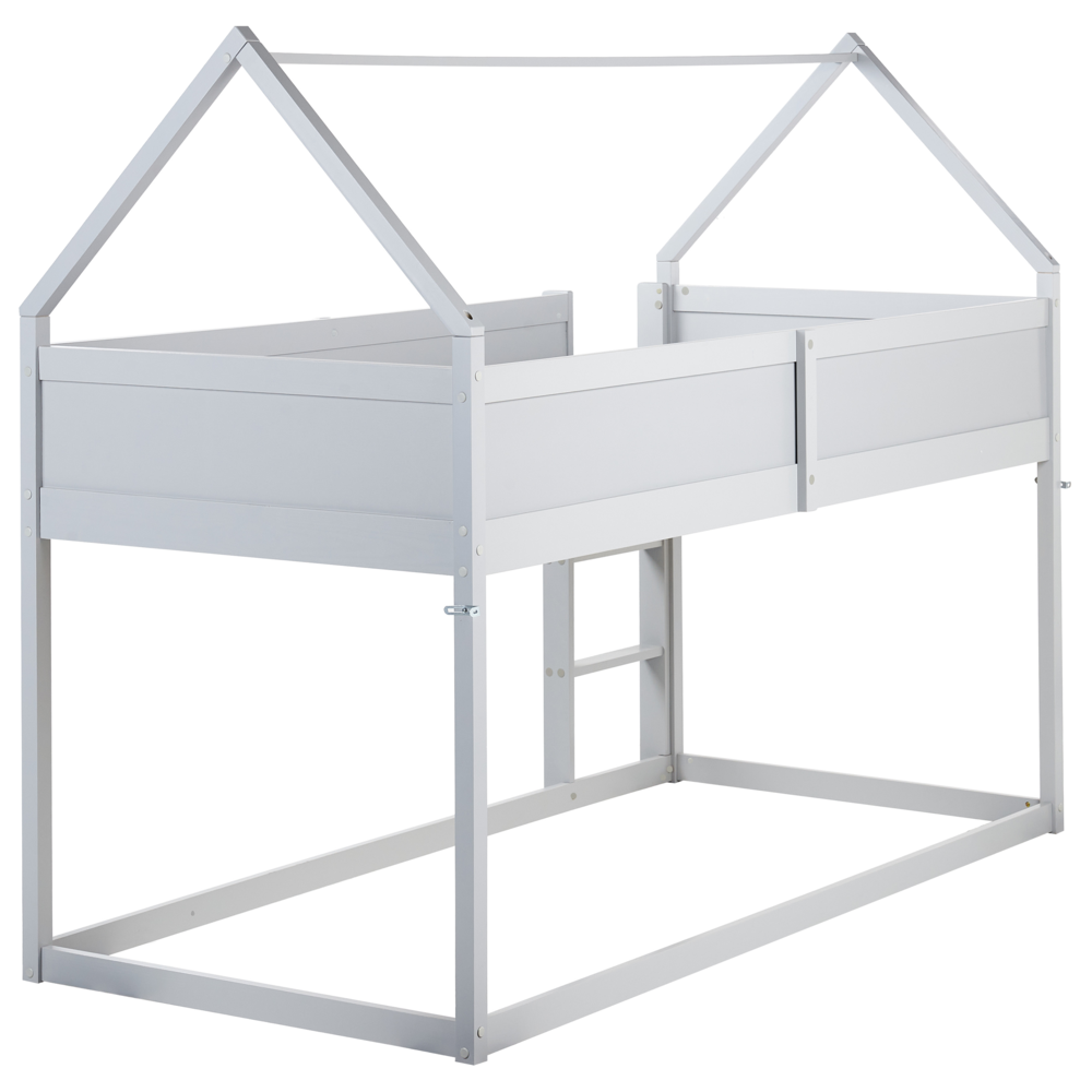 Letto a mezza altezza con rete a doghe 90 x 200 cm Struttura per bambini in legno di pino grigio